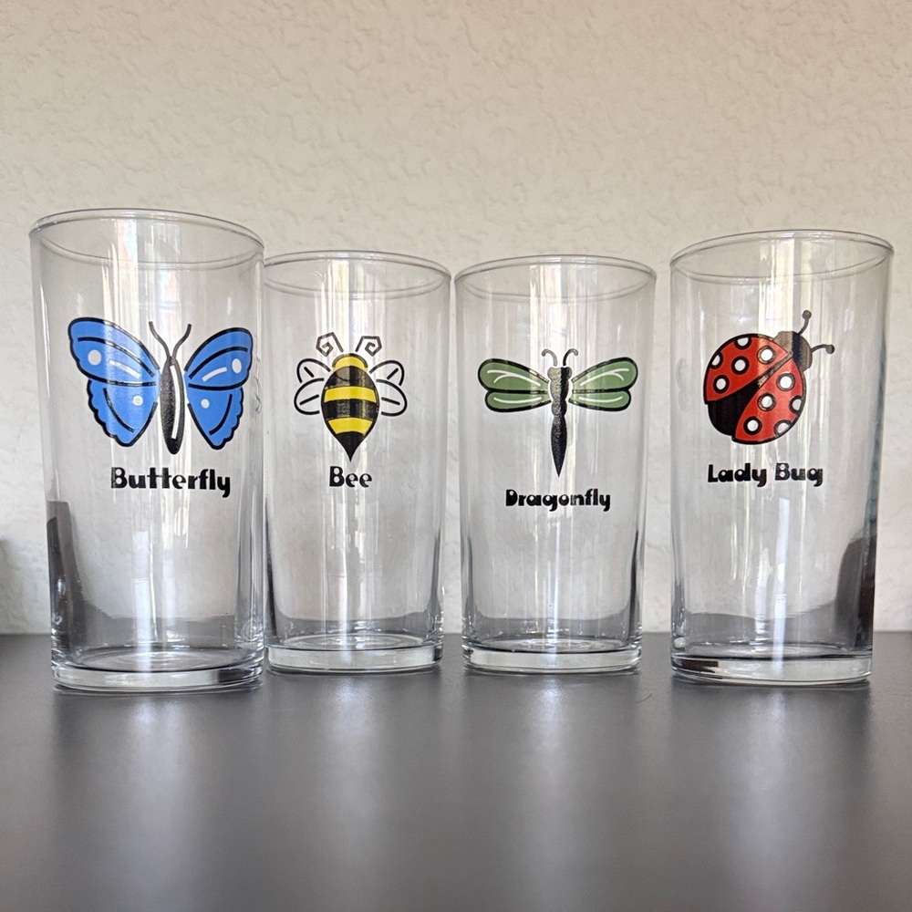 Set of 4 Insect-Themed Glasses